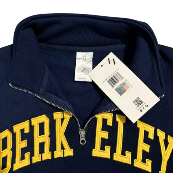 NWT Woman's ZOOZATZ Collegiate U of C BERKELEY Navy 1/4 Zip Sweat Shirt Top SZ M - Picture 3 of 6